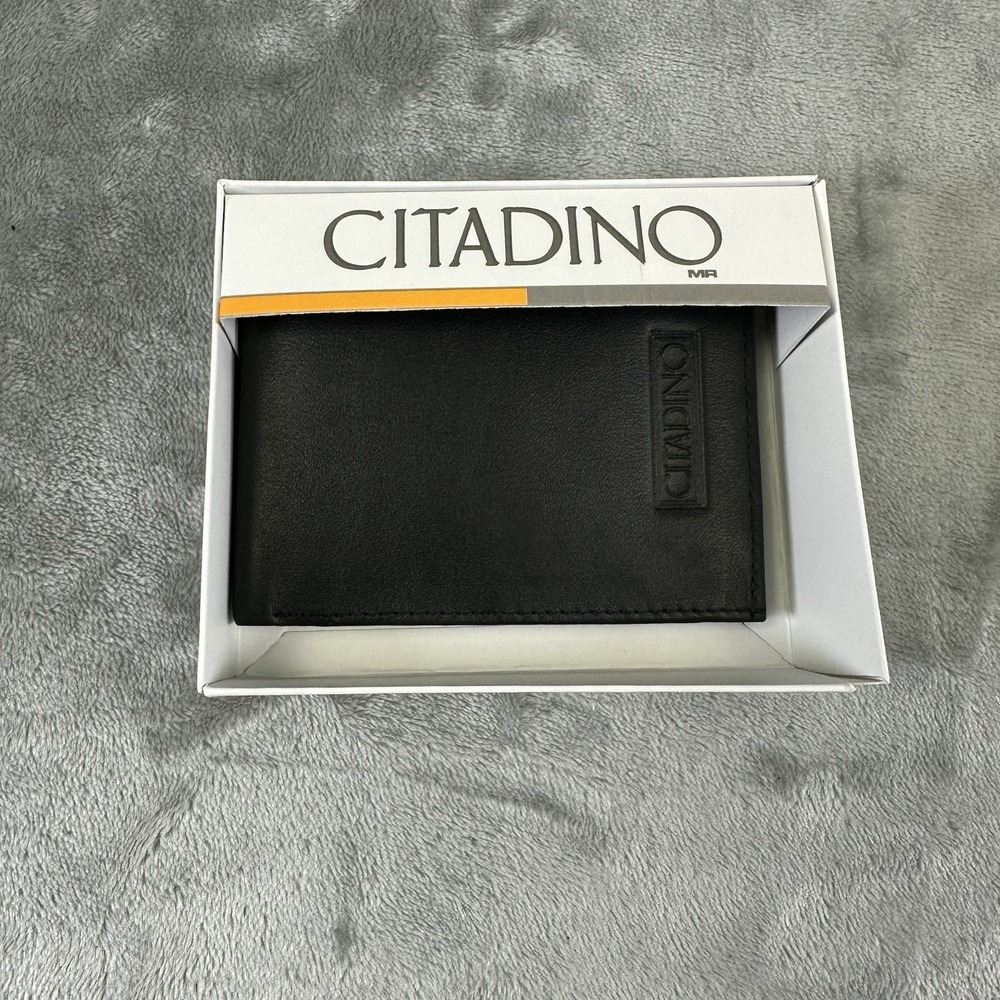 Citadino Leather Wallet Men's Black Trifold New In Box